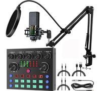 Audio Interface Podcast Equipment Bundle, focombance Gaming Streaming Podcast Microphone All-in-One Live Mixer Audio Studio Condenser Mic Kit PC Phone Karaoke Recording Card Sound Live Voice Changer