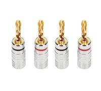 Audio Jack Connector,2 Pairs Banana Plugs, 4mm Speaker Plug Connectors Brass Serrated Gold Plated Adapter for Amplifiers