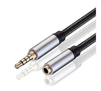 Audio Mic Extension Cable 6M,3.5mm Aux Headphone Extender 4-Pole Jack Plug Extension Lead Stereo Male to Female Braided Cord for Headset,TV,Laptop,Phone,Switch Lite,Car,PS4,Xbox and more(20Ft/6M)