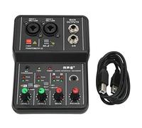 Audio Mixer, 2 Channel Sound Mixer, Portable USB Mini Sound Board Console 48V Power USB Interface DJ Mixing for Home Karaoke, Music Recording, Live Streaming, Podcasting