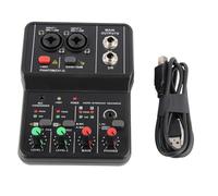 Audio Mixer, 2 Channels Sound Board USB Sound Mixer Board 48v Power Mixing Console Power Stereo Studio for Home Karaoke