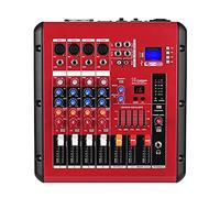 Audio Mixer 4/6 Channel Digital Audio Mixer Power Amplifier Function/ 48V Phantom Power/USB Interface Easy Monitoring and Operation (Color : Red, Size : 4 Channel) (Red 4 Channel)