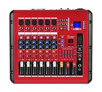 Audio Mixer 4/6 Channel Digital Audio Mixer Power Amplifier Function/ 48V Phantom Power/USB Interface Easy Monitoring and Operation (Color : Red, Size : 4 Channel) (Red 6 Channel)