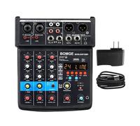 Audio Mixer 4 Channel 24 DSP USB Sound Card Interface Console with 48V Phantom Power Recording to PC (D One size fits all)