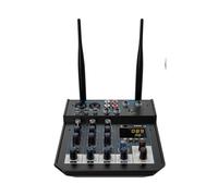 Audio Mixer, 4 Channel dj Mixer Console with Bluetooth Mixer UHF Wireless Microphone for Home Stage Studio(Silver mic)
