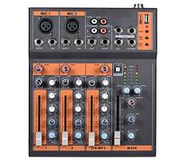 Audio Mixer 4-Channel Mic Line Audio Mixer 3-band EQ USB Interface/ 48V Phantom Power+Power Adapter Easy Monitoring and Operation (Color : Black, Size : One size) (Black One Size)
