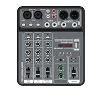 Audio Mixer, 4 Channel Mixer 48V Phantom Power USB Studio Sound Mixers Bluetooth DJ Console Mixing