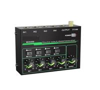 Audio Mixer, 4 Channel Mixer - Mini 4 Stereo Mixer, Low-Noise For Precision Sub-Mixing,1/4" TRS Input/Output For Mics