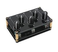 Audio Mixer, 4 Channel Passive Stereo Mixer with Individual Volume Controls, Compact Portable Sound Board for Recording Devices
