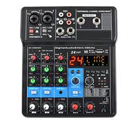 Audio Mixer, 4 Channel Sound Mixer Bluetooth-Function 24 DSP Effects USB Computer Record Play Live Broadcast Mixing Console