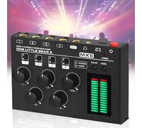 Audio Mixer, 4 Channel, Ultra-Low Noise, LED Level Meter, Adjustable Gain, 3.5mm Headphone Jack for Clubs, Bars, Live Streaming, Home Studio