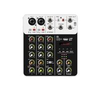 Audio Mixer 4 Channel With Bluetooth USB 48V Phantom Power Delay Repaeat Effect For Sound Mixing Console PC Recording Widely Applicable(White)