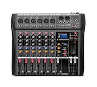 Audio Mixer, 6/8/12 Channels Professional Studio Mixer bluetooth USB DJ Sound Mixing Console 48V Phantom Powers Monitor Amplifier(6 Channels)