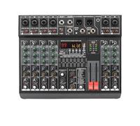 Audio Mixer, 6 Channel Audio Dj Mixer Individual 48V 2 Aux Output Mixing Console 7 Band Eq 99 Effect Usb Play Sound Table-THSDXC84391