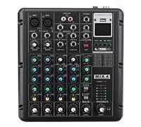 Audio Mixer 6 Channel Bluetooth DJ HD Mic Audio Mixer Control LED Digital Display With USB Interface Easy Monitoring and Operation (Color : Black, Size : One size) (Black One Size)