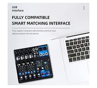 Audio Mixer, 6 Channel Mixer Portable Sound Mixing Console USB Interface Computer Input 48V Phantom Monitor Recording(AS-08)