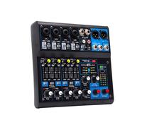 Audio Mixer, 6 Channel Mixer Portable Sound Mixing Console USB Interface Computer Input 48V Phantom Monitor Recording for Studio Karaoke(AS-06)
