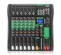Audio Mixer 6 Channel Mixing Board for Streaming, Professional Sounds Board Mixer Usb Audio Interface and 48V Phantom Power Mixer, Stereo DJ Mixers for PC Recording/DJ stage