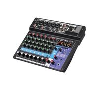 Audio Mixer, 6 Channel Professional Portable Mixer Computer Sound Mixing Console Number Interface Live Broaast A6 48V for Studio Karaoke