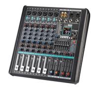 Audio Mixer, 6 Mono Channel Mixing Console Monitor Low Cut 99 Dsp Effect Pad Audio Sound Mixer 7 Band Eq Usb Record
