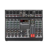 Audio Mixer, 6 Mono Channels Mixing Console 99 Digital Effects Bluetooth USB PC Sound Mixer With 48V For Church AM-GT6