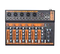 Audio Mixer 7-Channel Mic Line Audio Mixer 3-band EQ USB Interface 48V Phantom Power With Power Adapter Easy Monitoring and Operation (Color : Black, Size : One size) (Black One Size)
