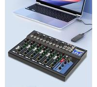 Audio Mixer, 7 Channel with Bluetooth, USB,48V Phantom Power | Built-in 6 Music Modes and Analog Effects,32.8ft Wireless Range,20Hz-20kHz Response,for Home Studio, Live Performance