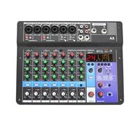 Audio Mixer, 8 Channel Dj Sound Mixing Table 24 Dsp Effect Audio Mixer Pc Usb Play Recording 48V Contoller Mixing Console A8-THSDXC84383