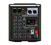 Audio Mixer, 99 DSP Effect Mixer 4-channel Portable 48V Phantom Power Monitor DJ Mixing Console for Professional Studio(Nero)