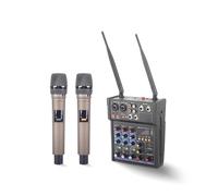 Audio Mixer, Audio Dj Mixer 4 Channels Console With Uhf Wireless Microphone Sound Mixing 48V Phantom Power, Studio.