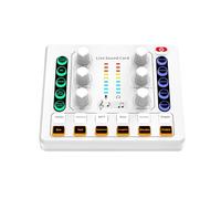 Audio Mixer, Audio Interface, Gaming Audio Mixer, Streaming Audio Mixer, Bluetooth, Built-in Battery, Mute Button, 48V Phantom Power for Vocals, Live Streaming, Podcast Recording (White)