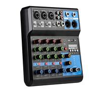 Audio Mixer Channel, Sounds Mixer for Streaming. Mixing Board Console With DJ Mixer 5 Channel, Usb Audio Interface and 48V Phantom Power Mixer, DJ Studio Sound Board with FX Reverb Delay Effect.