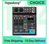 Audio Mixer Depusheng M4 4-Channels Mini Sound Mixing Console Bluetooth USB Record Computer 5V Repaeat Effect M4