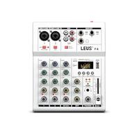 Audio Mixer, F4 Mixing Console Interface Bluetooth USB Record PC 48V Phantom Power Delay Repaeat Effect 4 Channels DJ Sound Mixer(Bianco)
