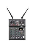 Audio Mixer, F4X 4 Channel Sound Mixer With Dual Uhf Wireless Microphone Dj Console Mixing For Party Pc Studio Recording-THSDXC84235
