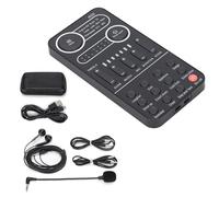 Audio Mixer for Youtube, Tiktok Live, Live Stream Sound Card Set Voice Changer with Headphone, Audio Cable, Storage Bag Compatible with Phone and Computer(K9)