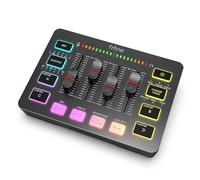 Audio Mixer, Gaming Mixer,Streaming 4-Channel RGB Mixer With XLR Microphone Interface,for Game Voice,Podcast,AmpliGame SC3(Silver)