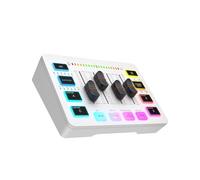 Audio Mixer, Gaming Mixer,Streaming 4-Channel Rgb Mixer With Xlr Microphone Interface,For Game Voice,Podcast-Bianco-1