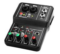 Audio Mixer, Mini 2 Channel Audio DJ Mixer Console Interface with 48V Power Combo Jack Microphone/Guitar XLR+6.35mm, 3.5mm Stereo in, Headphone Jack for Studio Live Show