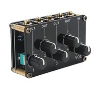 Audio Mixer, Mini Passive Stereo Audio Mixer Mini Mixer Audio 4 Channel Mixer Metal Sensitive Black Audio Mixer for Small Clubs or Bars, As Guitars, Bass, Keyboards Mixer