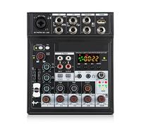 Audio Mixer, Mixer Portable Professional Audio Mixing Console with 48V Phantom Power for Dynamic Microphone Quality Sound