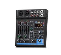 Audio Mixer, Professional 4 Channel Interface Mini Mixer USB Sound Card 48V Phantom Power Studio Recording DJ Mixing Console for Studio Karaoke
