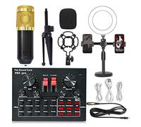 audio mixer, Professional Audio Mixer USB 5.0 Sound Card External Headset Microphone Webcast Live Broadcast Adapter Game Music(Bm800v8 Fill Light)