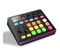 Audio Mixer, RGB Streaming Gaming Audio Mixer with XLR Interface, 48V Phantom Power, Gaming Audio Mixer for Live Streaming, Podcasting, Content Creation