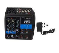 Audio Mixer, Sound Mixer, USB 4 Channel Stereo Line Mixer, Professional Stage Equipment, Recording Mixer, Studio DJ Mixer, Mini Audio Mixer with Effects, Audio Mixer(UK plug 110-240V (wide voltage))
