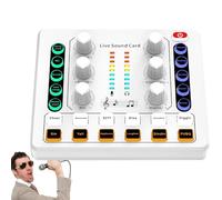 Audio Mixer - Streaming Audio with Noise Reduction, Sound Card Interface, Flexible Compact Design | Live Sound Mixer with Versatile Features, Perfect for Streamers, Creative Recording (White)