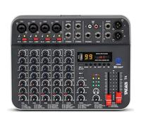 Audio Mixer, TKLBLS Studio Audio Sound Mixer Board, 6 Channel Unpowered Recording Mixers w/USB Audio Interface, DJ Mixer with 48V Phantom Power for KTV, Live Shows, Streaming, Conferences