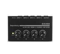 Audio Mixer, Upgraded Ultra Low Noise 4 Channel Line Mixer DX400 Mini Sound Mixer Power Supply DC5V Easy Operation Dropshipping(DX400)