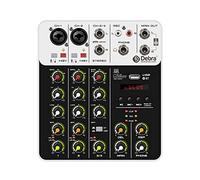 Audio Mixer,V4 4-channel DJ Mixer with MP3 USB Bluetooth, 48V Phantom Power, Sound Mixing Board for Live, Wedding, Party, Recording Broadcast (White)