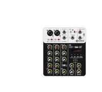 Audio Mixer, V4 4 Channel Mixer DJ Console Protable 48V Phantom Power USB DJ Console With Sound Card For PC Recording Singing(V4 White Type)